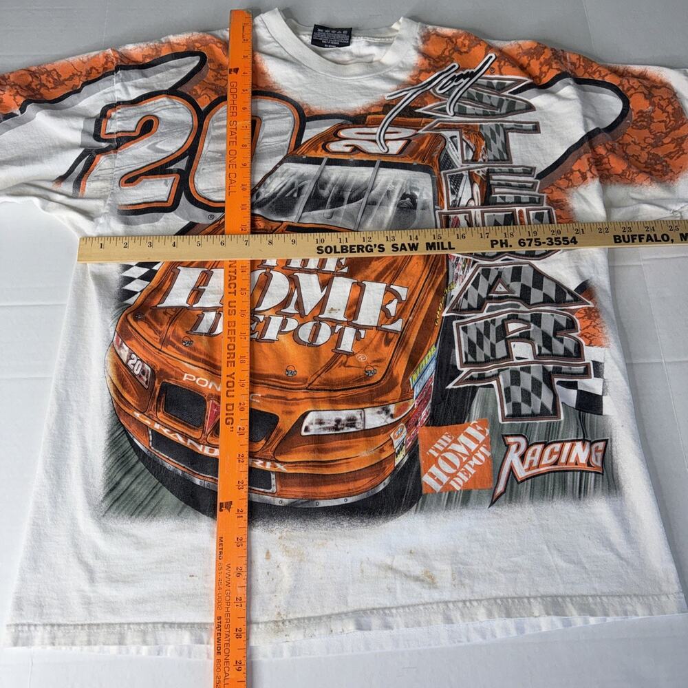 Vtg Nascar All over print TONY STEWART Home Depot 2001 Shirt Men Sz L Distress - Picture 8 of 12